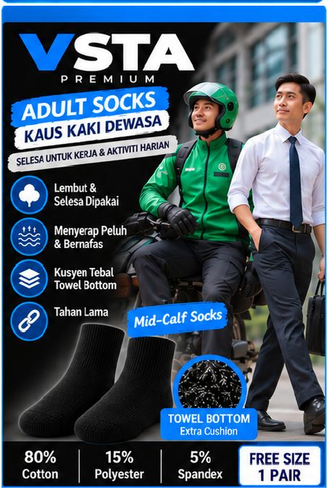 VSTA Premium adult mid-calf socks product card